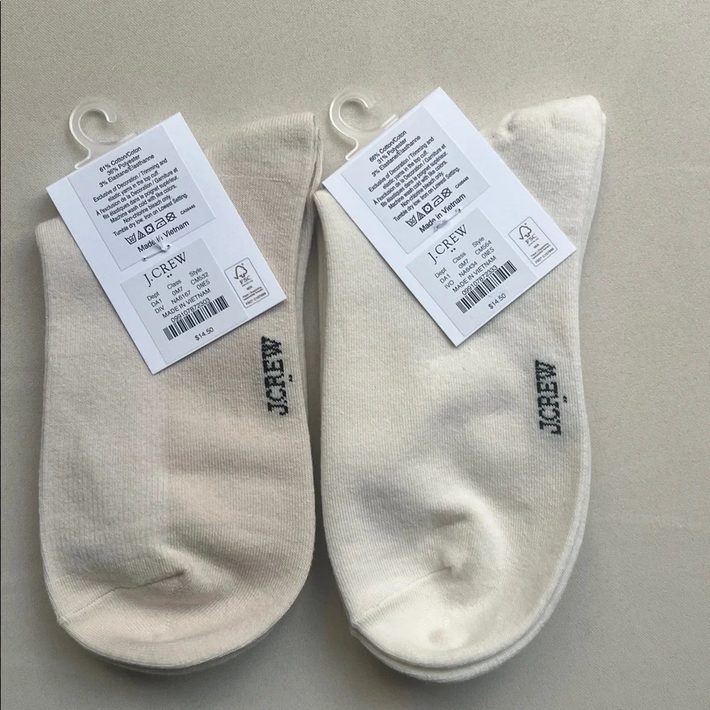 J. Crew Cream Boot Socks with Apple and Heart Embroidery 2 Pack